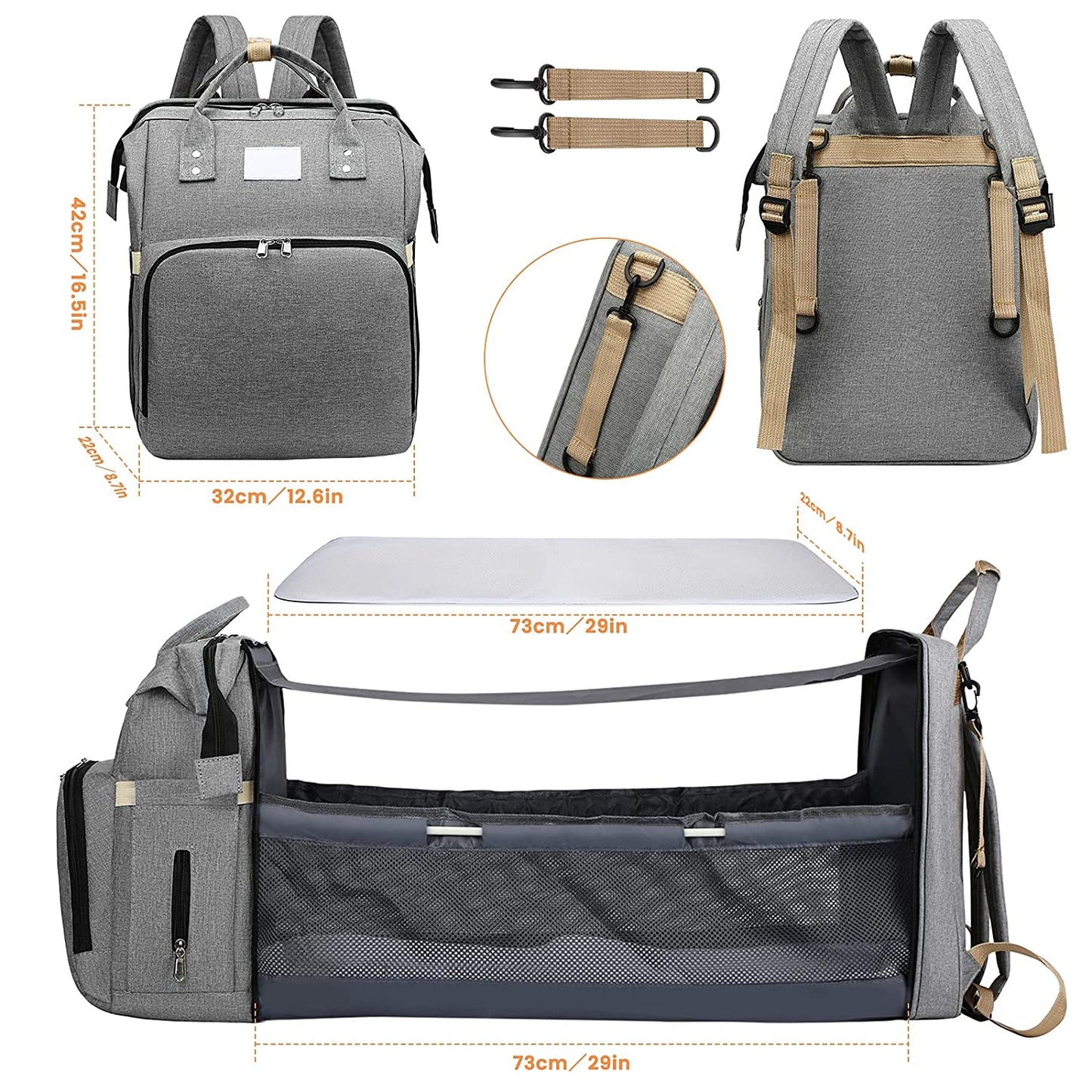 All-in-One Baby Travel Solution - Changing Bag with Crib & Waterproof Pad