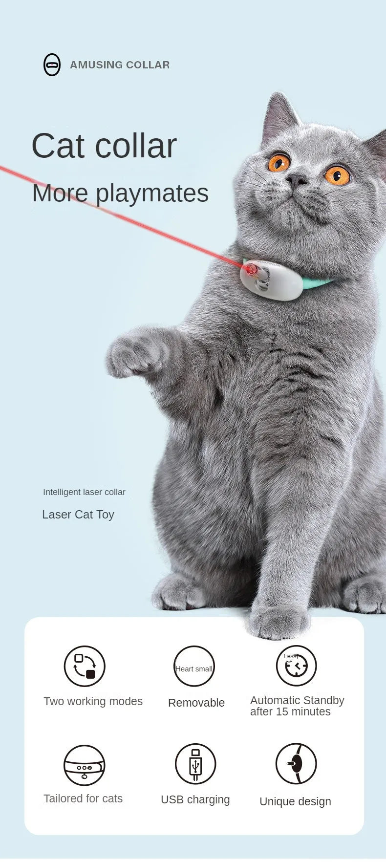 Laser Teasing Cat Collar Electric USB Charging