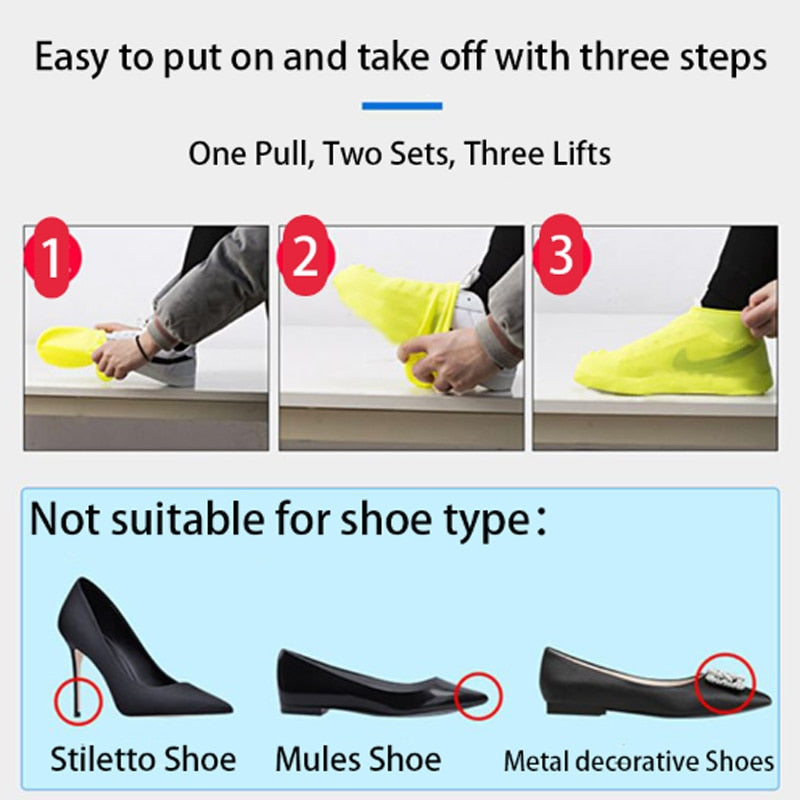 Reusable Waterproof Rain Shoes Covers Silicone Outdoor
