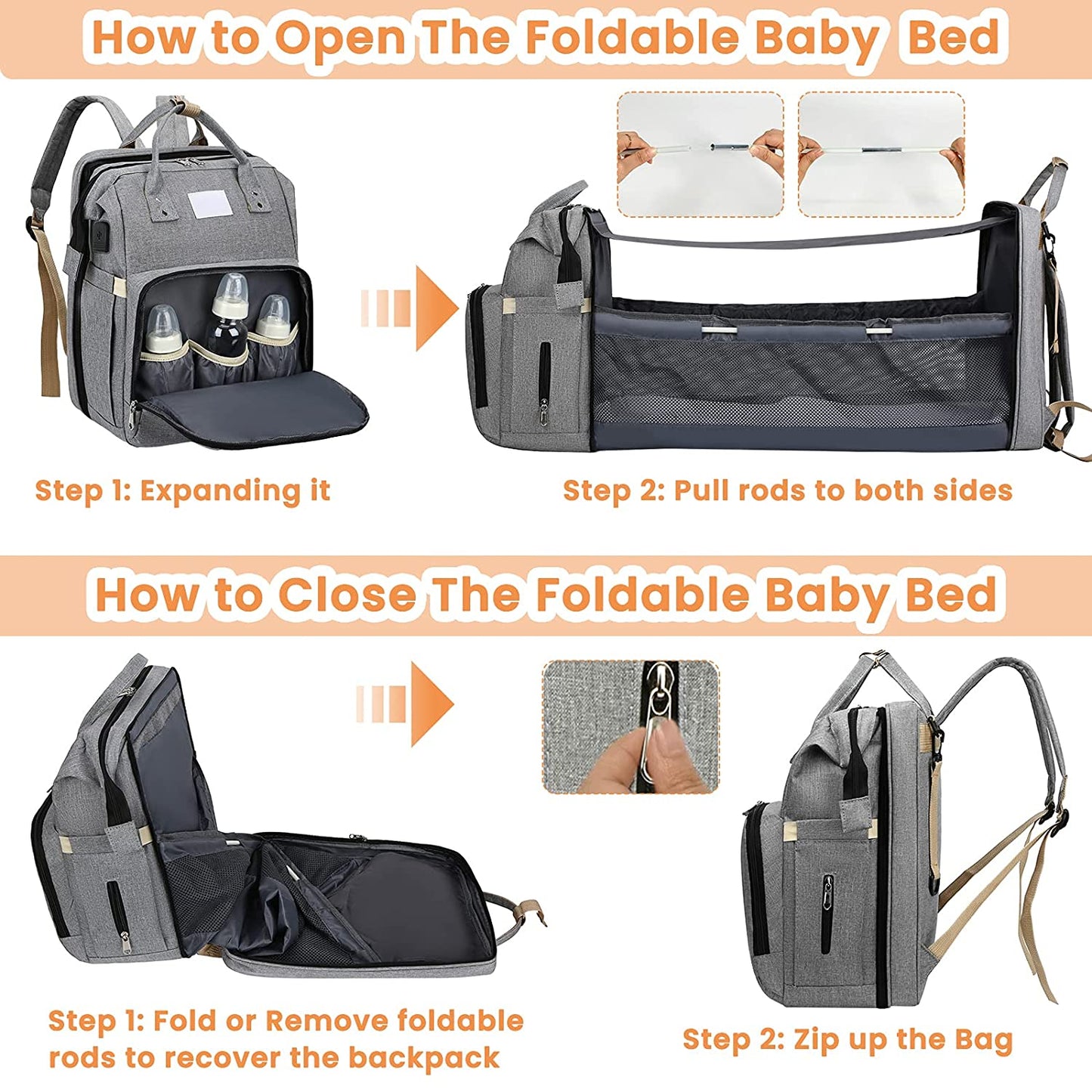 All-in-One Baby Travel Solution - Changing Bag with Crib & Waterproof Pad