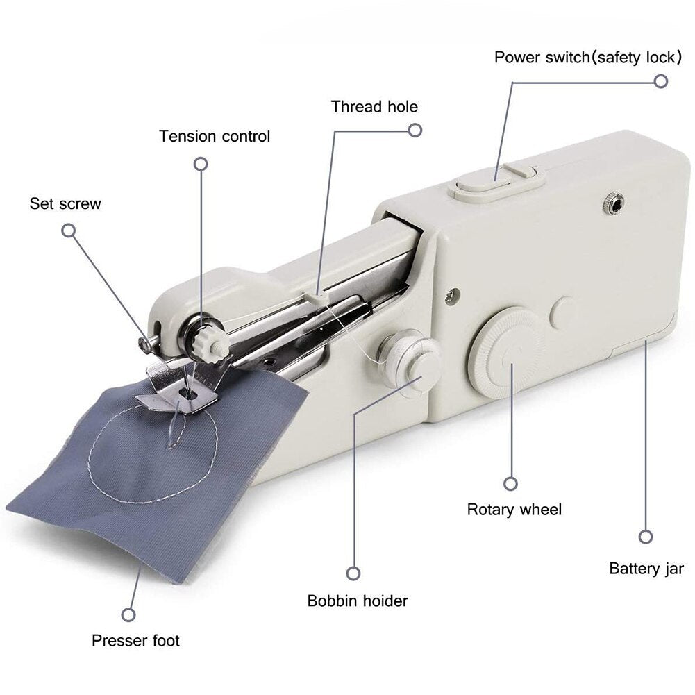 Portable Handheld Sewing Machine - Cordless Clothes Fabrics Electric Sewing Machine