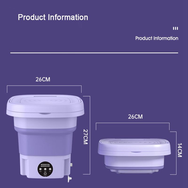 8L Foldable Mini Washing Machine With Spinning Dry