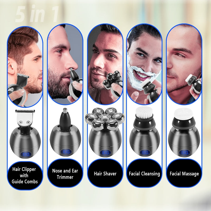 Men's Grooming Kit - Wet-Dry Electric Shaver, Beard, and Hair Trimmer