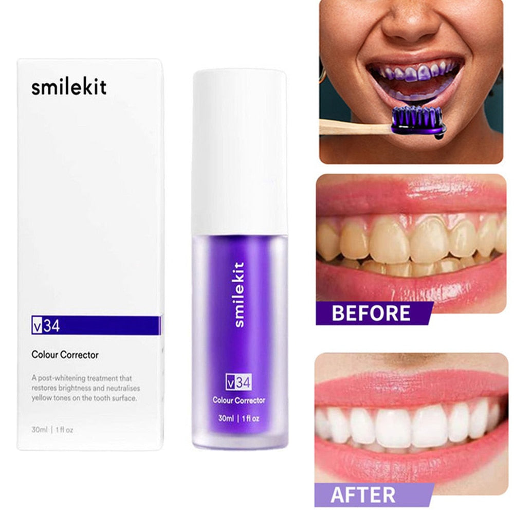 Purple Toothpaste - Say Goodbye to Yellow Stains! Hello White Teeth