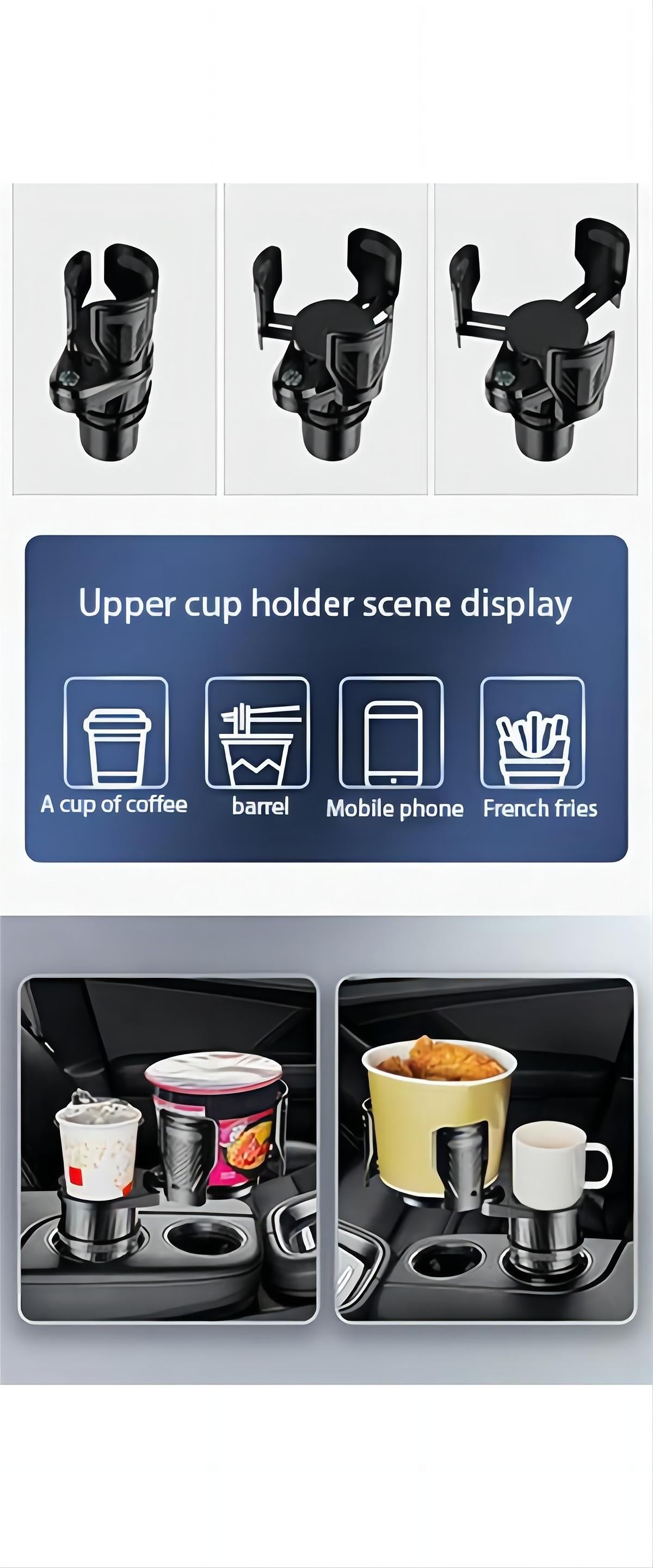 2 in 1- Car Cup Holder With Compass - 360 Rotating & Expandable