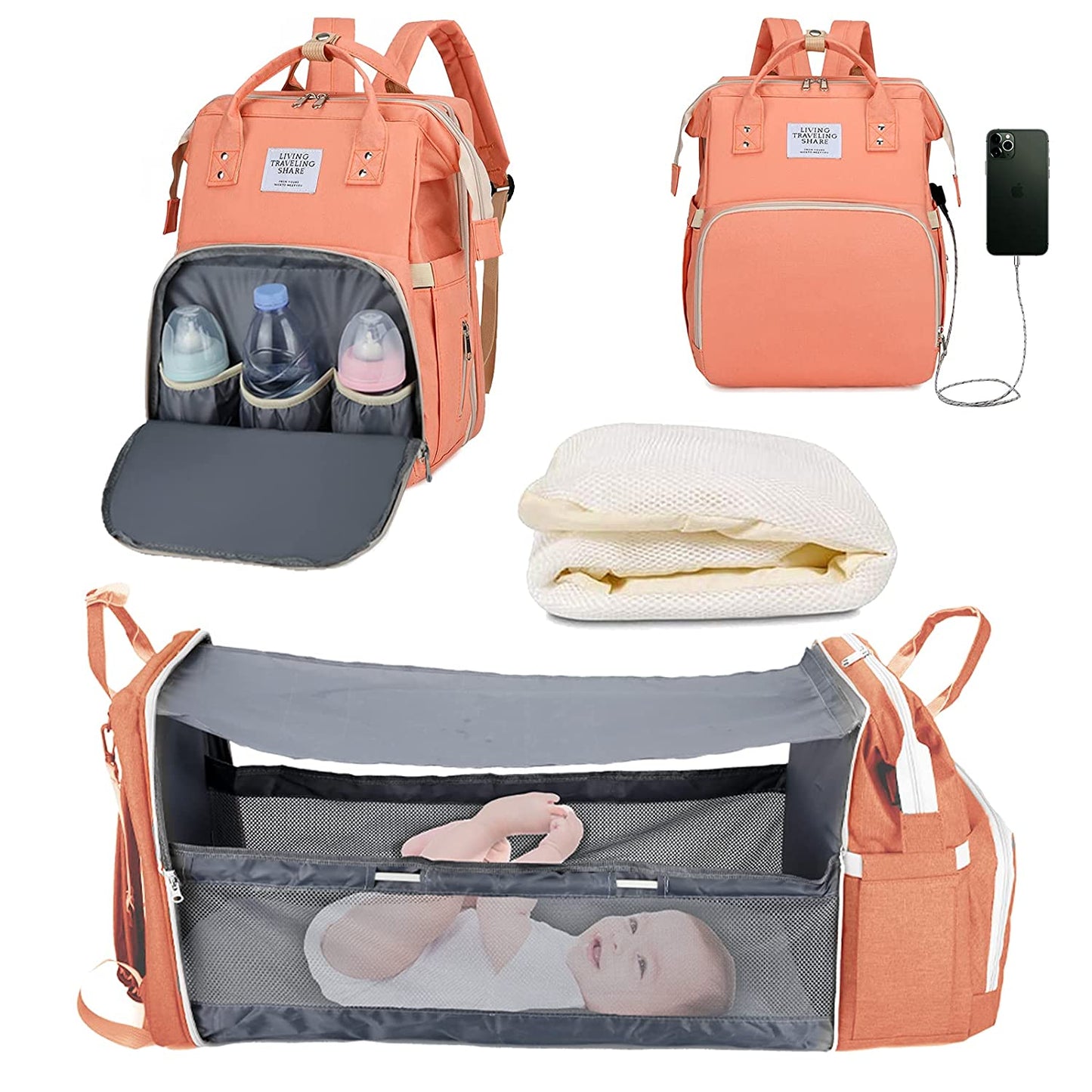 All-in-One Baby Travel Solution - Changing Bag with Crib & Waterproof Pad