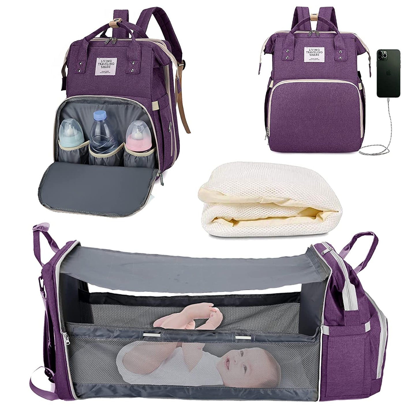 All-in-One Baby Travel Solution - Changing Bag with Crib & Waterproof Pad