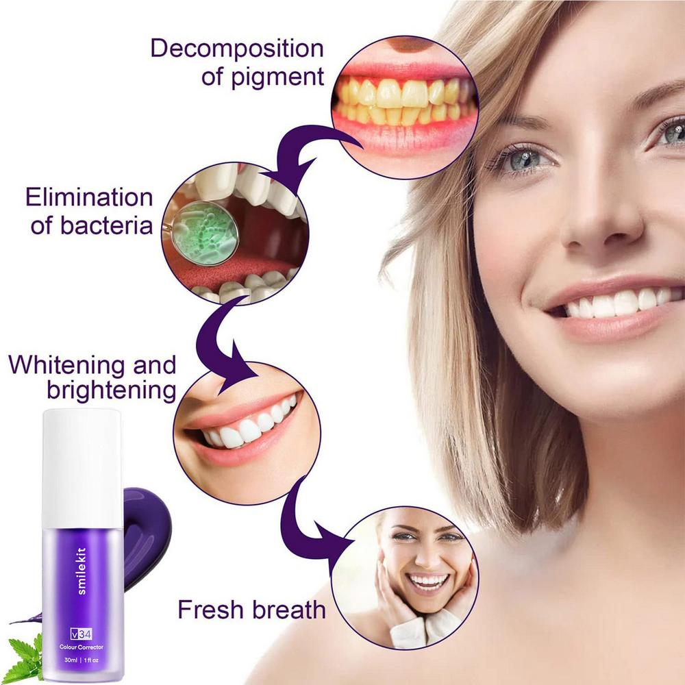 Purple Toothpaste - Say Goodbye to Yellow Stains! Hello White Teeth