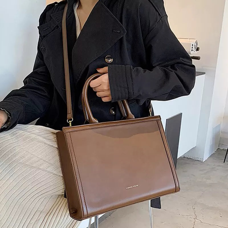 Chic Leather Messenger | Top Handle Tote