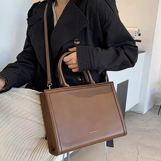 Chic Leather Messenger | Top Handle Tote