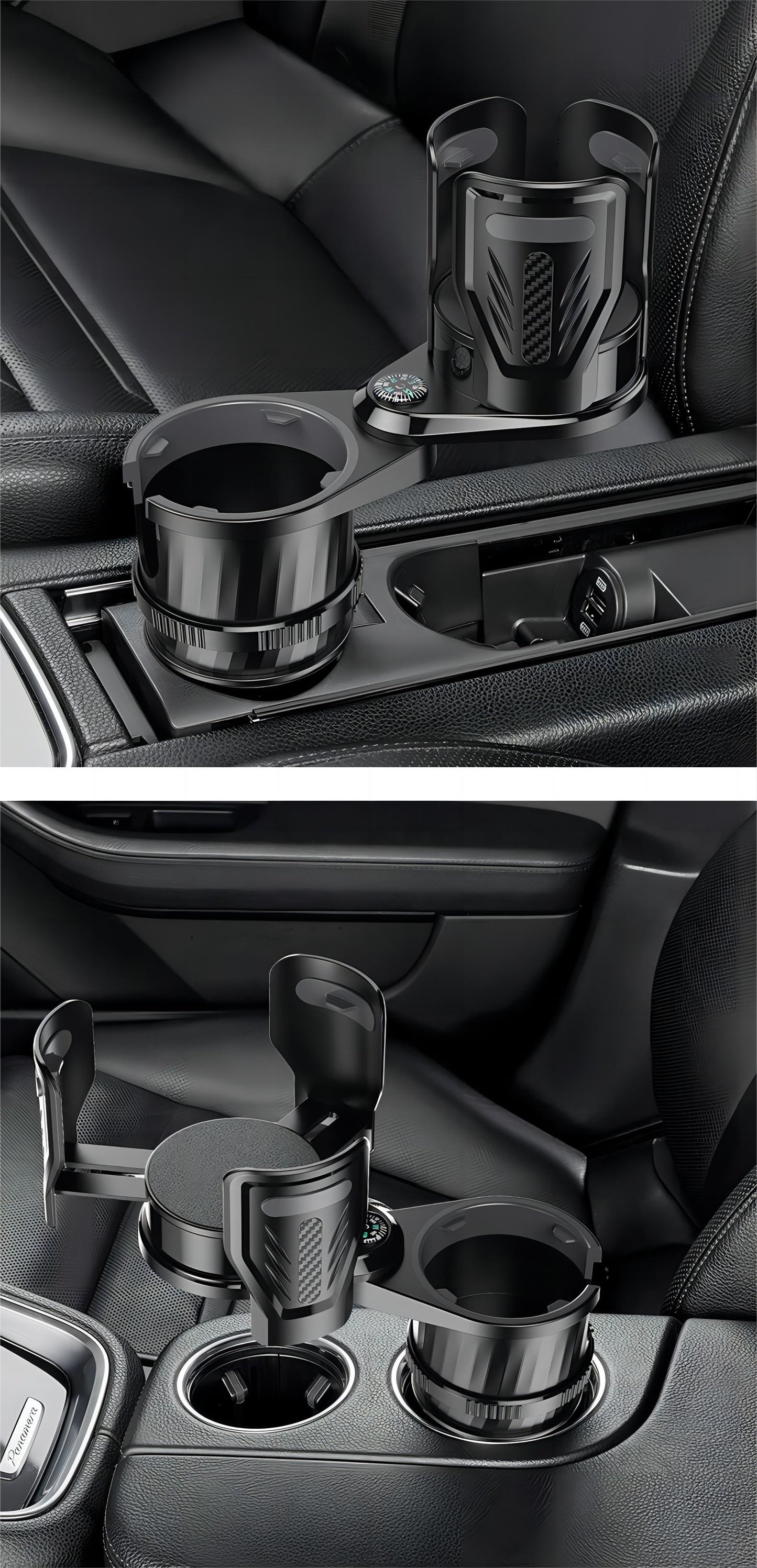 2 in 1- Car Cup Holder With Compass - 360 Rotating & Expandable