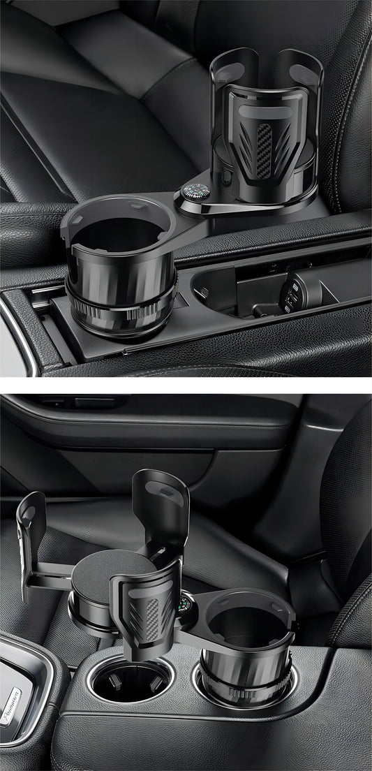 2 in 1- Car Cup Holder With Compass - 360 Rotating & Expandable