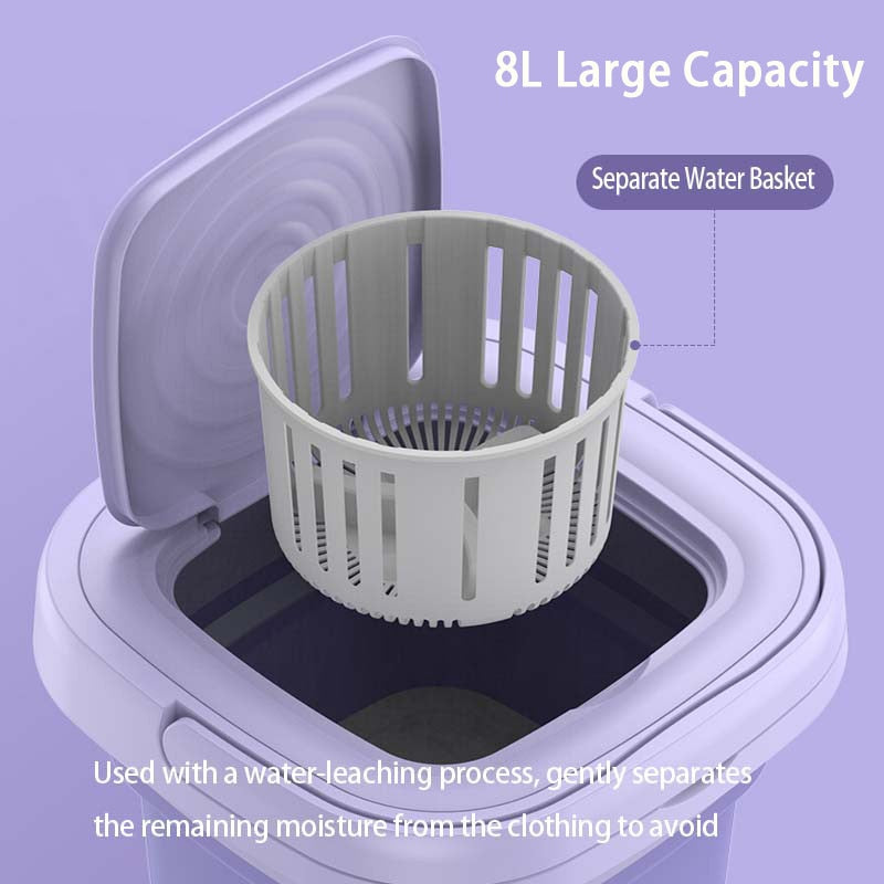 8L Foldable Mini Washing Machine With Spinning Dry