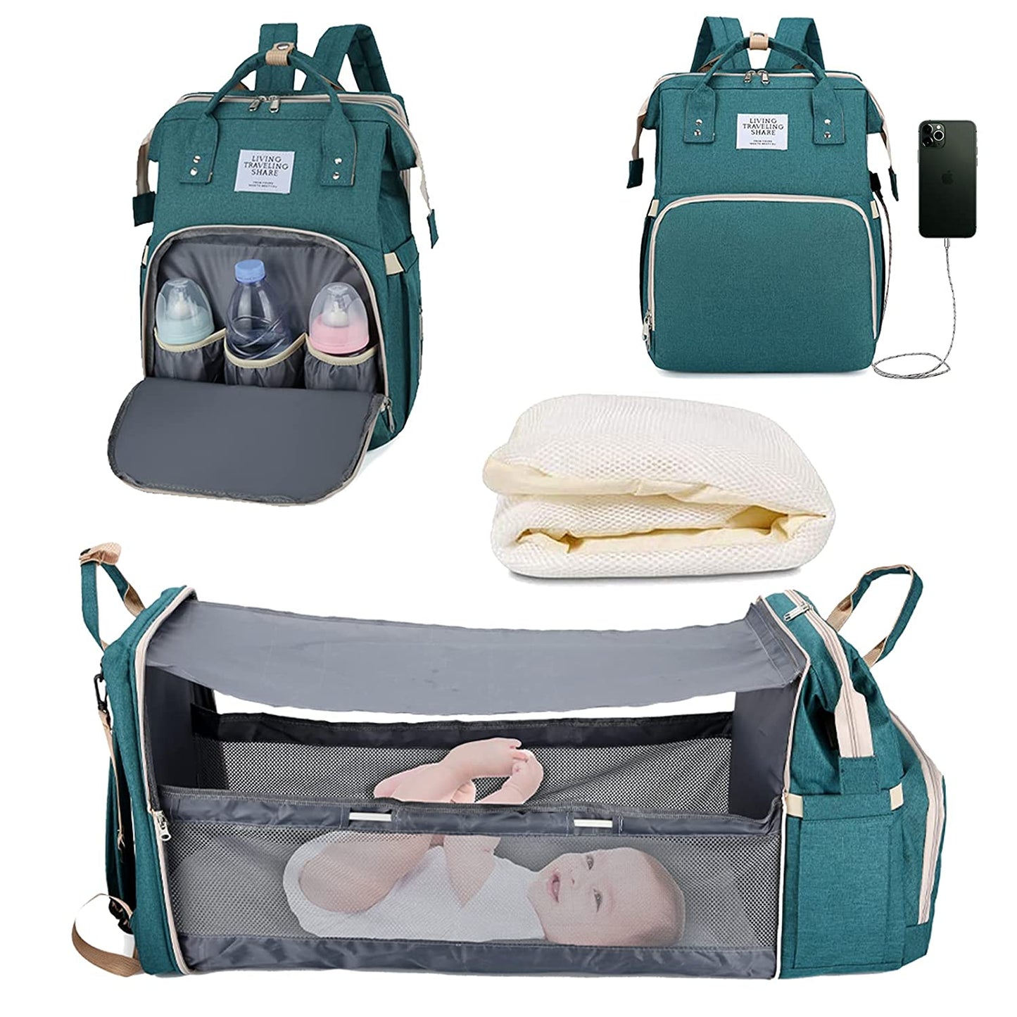 All-in-One Baby Travel Solution - Changing Bag with Crib & Waterproof Pad