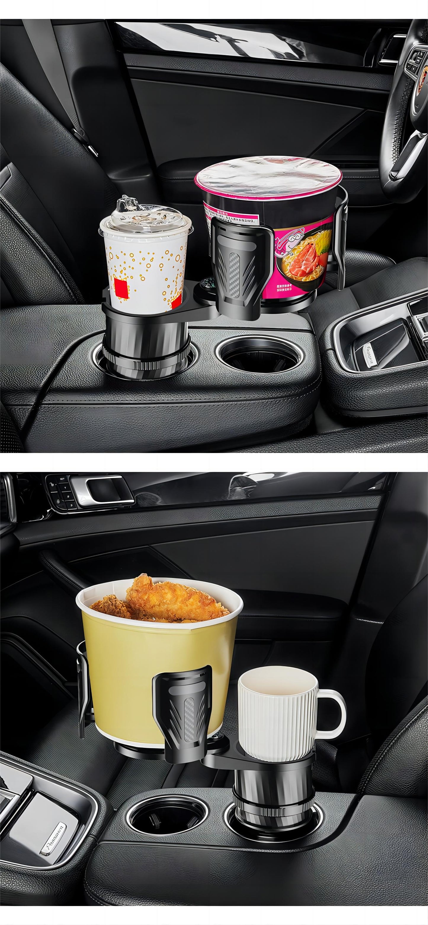 2 in 1- Car Cup Holder With Compass - 360 Rotating & Expandable