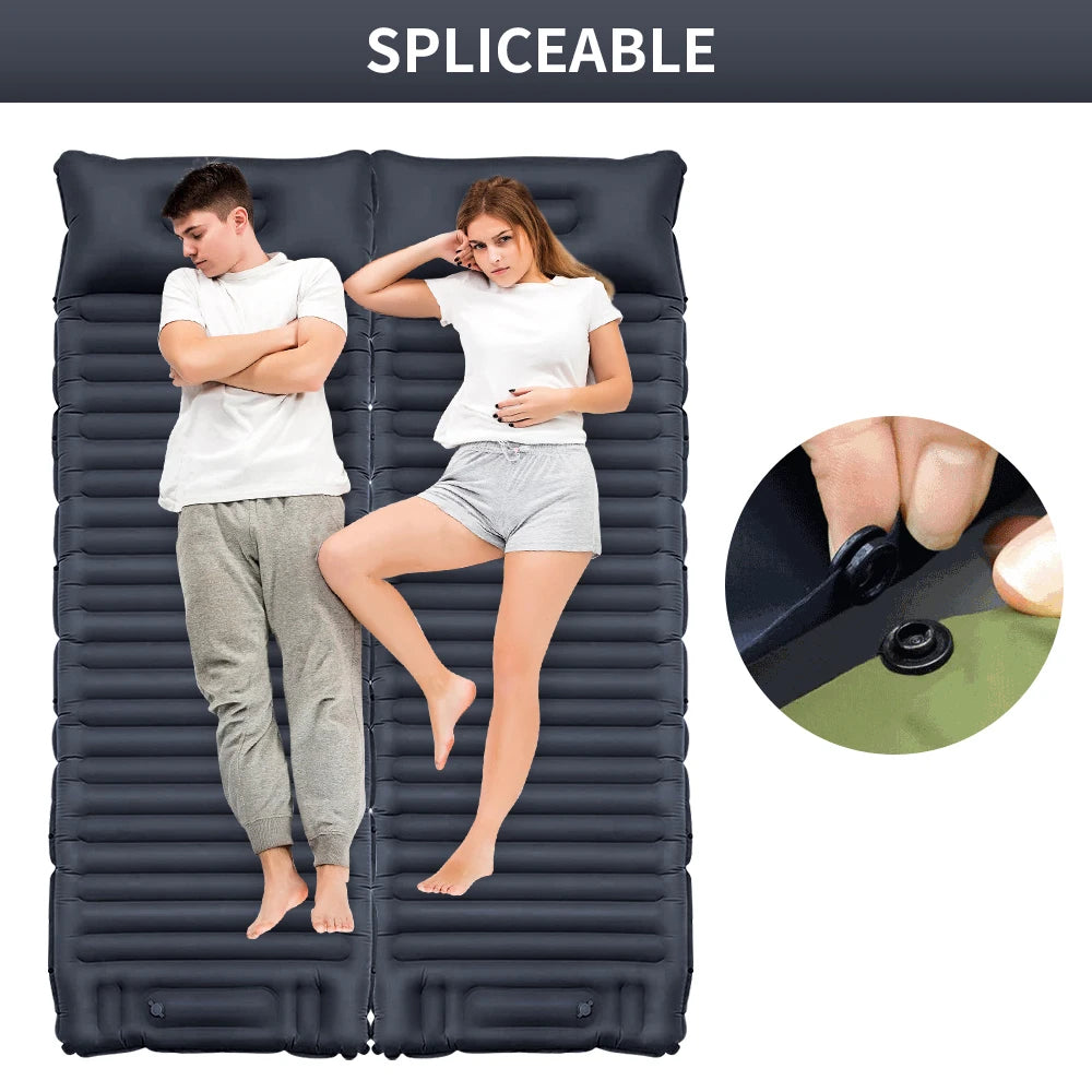 Outdoor Inflatable Mattress with Pillow | Compact Camping Mattress