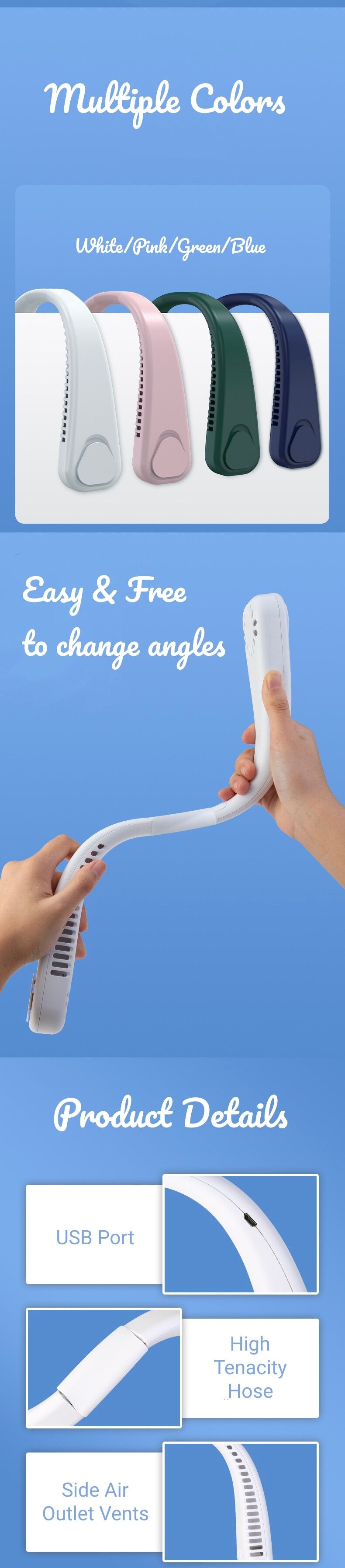 Neck Fan  Rechargeable Wearable - Cool for the Summer!