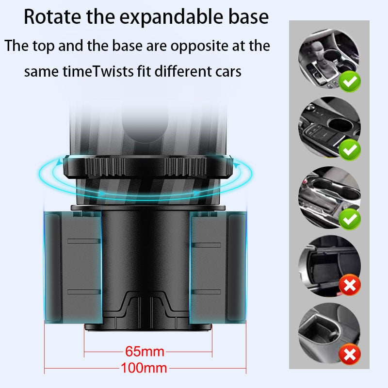 2 in 1- Car Cup Holder With Compass - 360 Rotating & Expandable