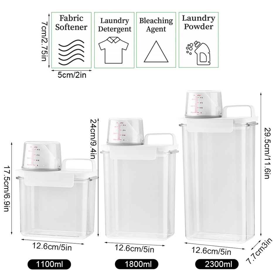 Laundry Detergent Dispenser | Softener | Powder | Bleach -Storage