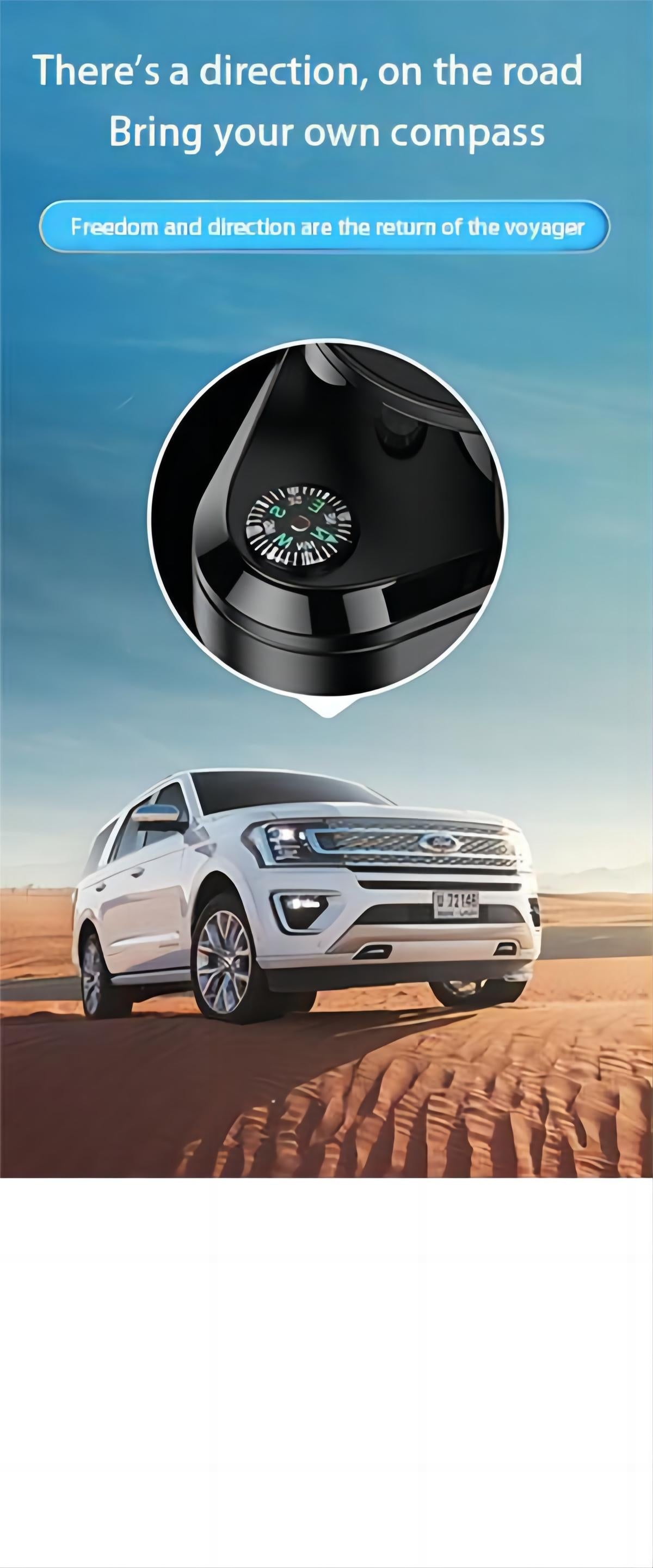 2 in 1- Car Cup Holder With Compass - 360 Rotating & Expandable