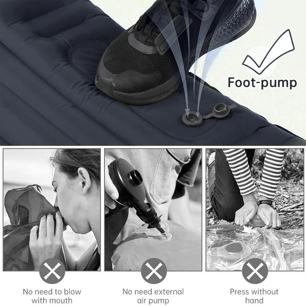 Outdoor Inflatable Mattress with Pillow | Compact Camping Mattress