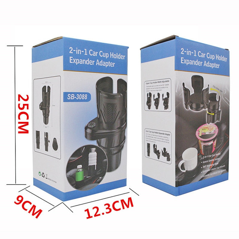 2 in 1- Car Cup Holder With Compass - 360 Rotating & Expandable