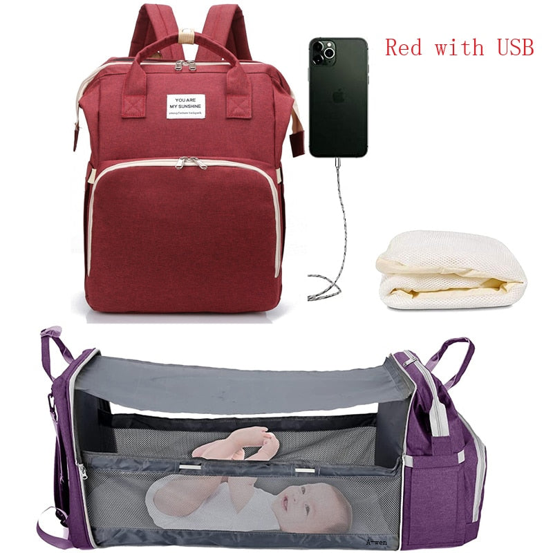 All-in-One Baby Travel Solution - Changing Bag with Crib & Waterproof Pad