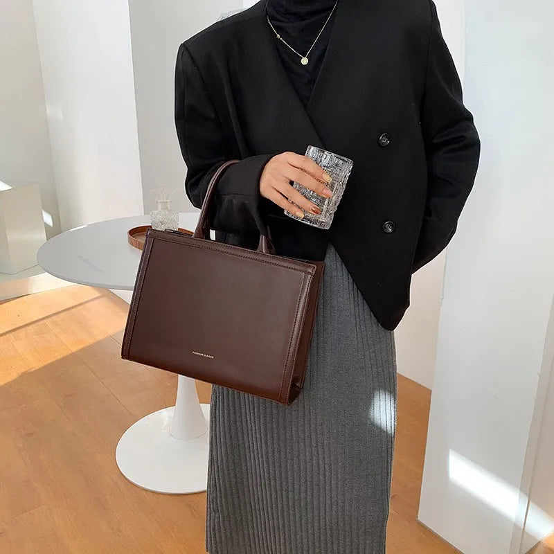 Chic Leather Messenger | Top Handle Tote