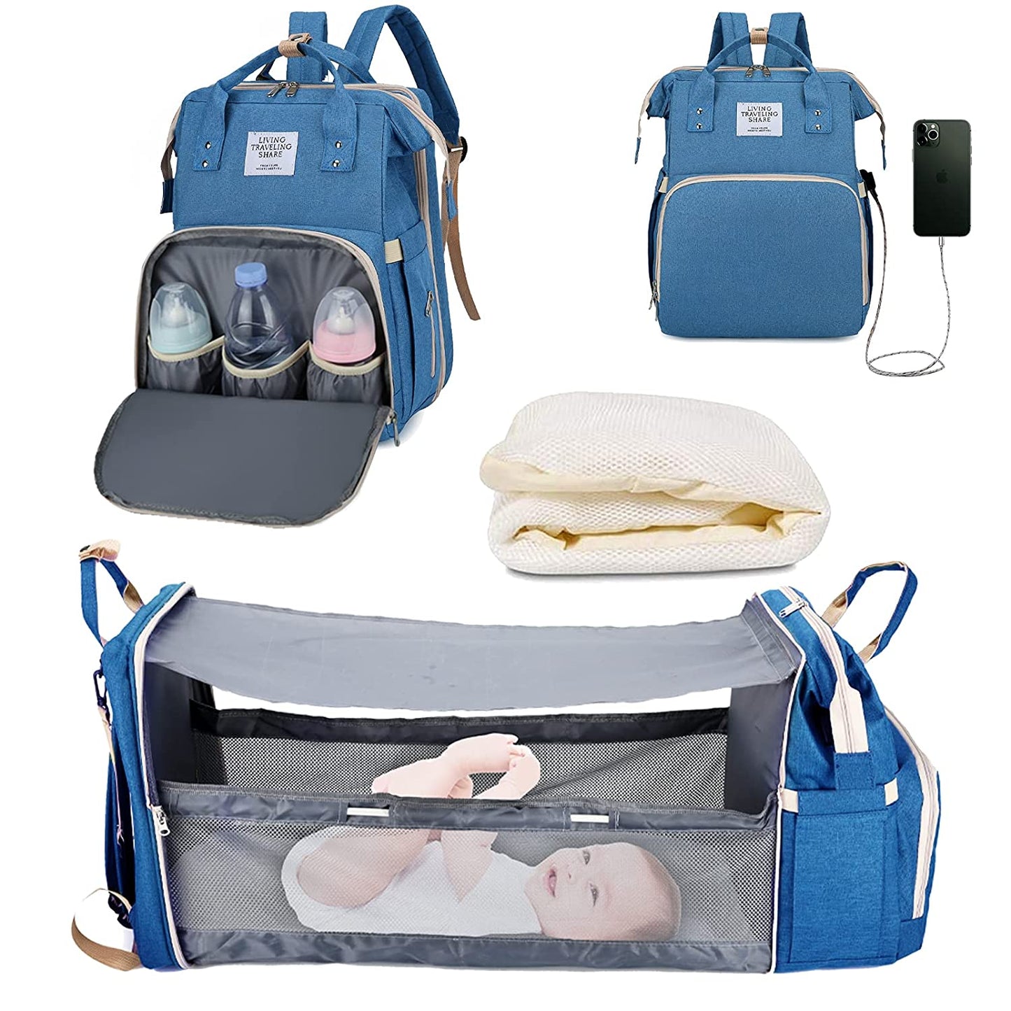 All-in-One Baby Travel Solution - Changing Bag with Crib & Waterproof Pad