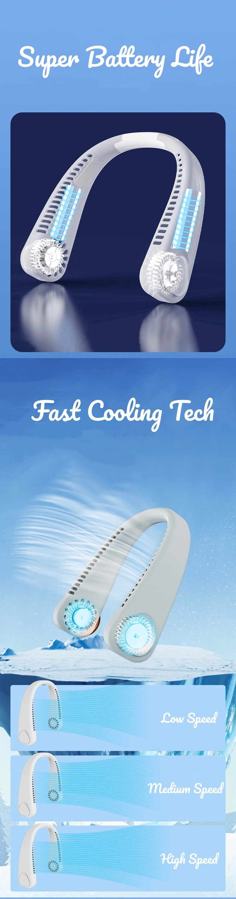 Neck Fan  Rechargeable Wearable - Cool for the Summer!