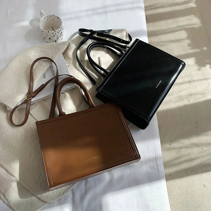 Chic Leather Messenger | Top Handle Tote