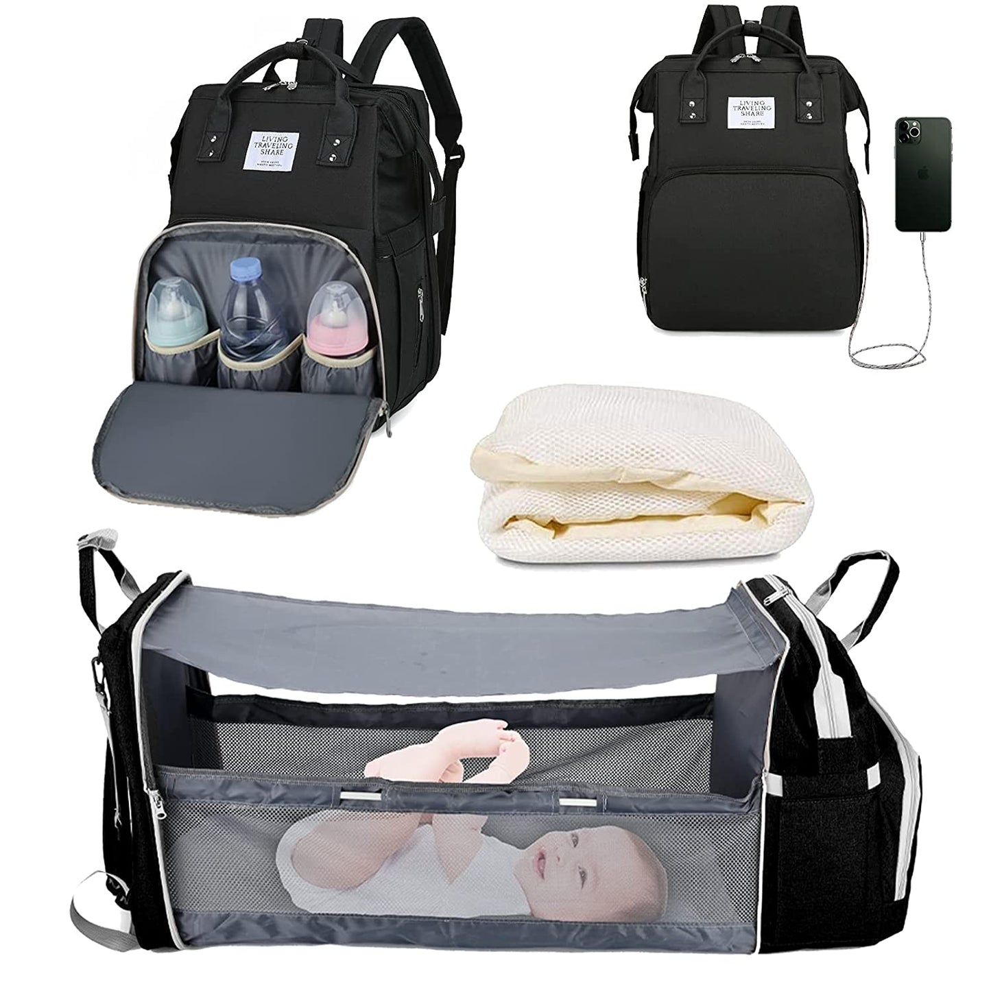 All-in-One Baby Travel Solution - Changing Bag with Crib & Waterproof Pad