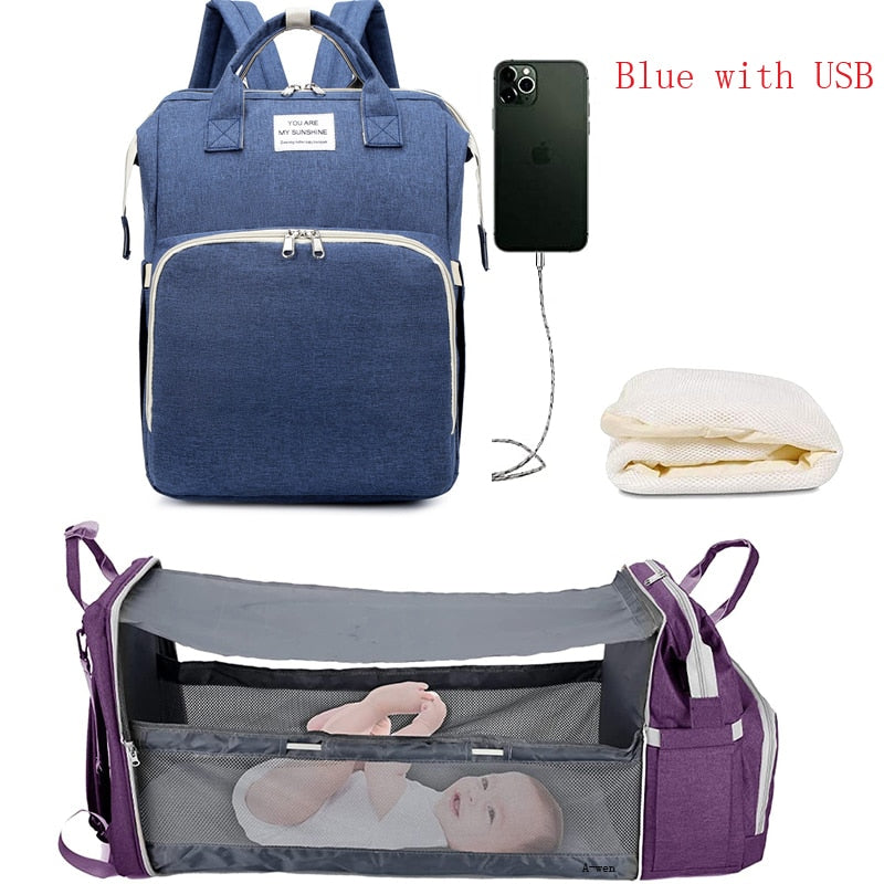 All-in-One Baby Travel Solution - Changing Bag with Crib & Waterproof Pad