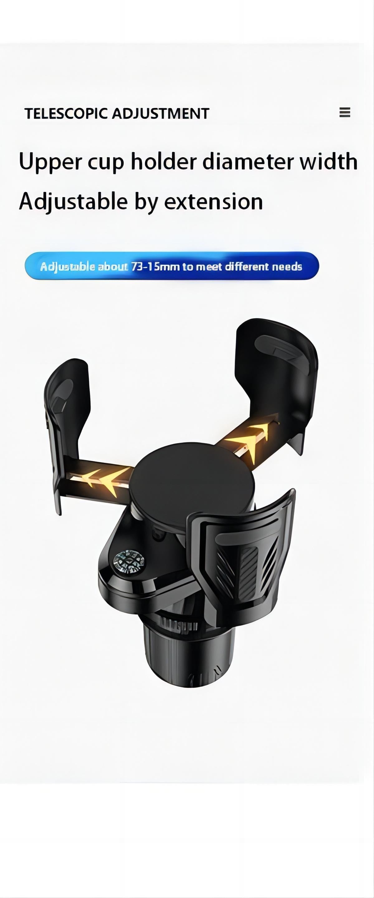 2 in 1- Car Cup Holder With Compass - 360 Rotating & Expandable