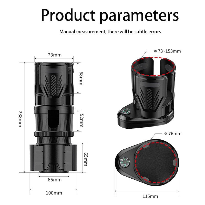 2 in 1- Car Cup Holder With Compass - 360 Rotating & Expandable