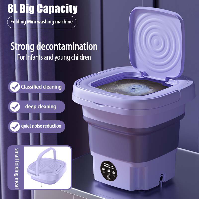8L Foldable Mini Washing Machine With Spinning Dry